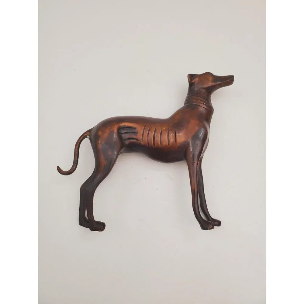 Vintage Bronze Cast Metal Greyhound Sculpture - GREYHOUND bronze elegant dog - Picture 10 of 10